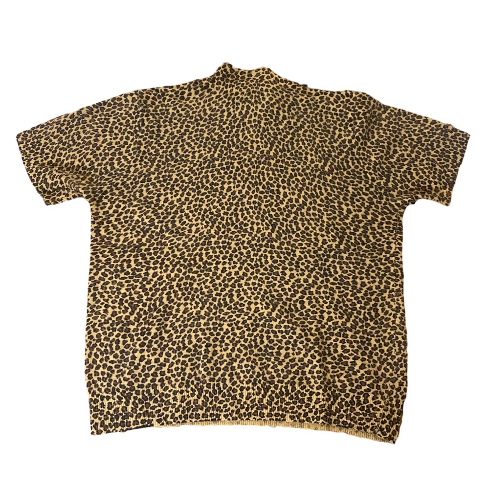 Vintage Nina Leonard Size Large Leopard short sleeve wool shirt mock neck - Picture 3 of 7
